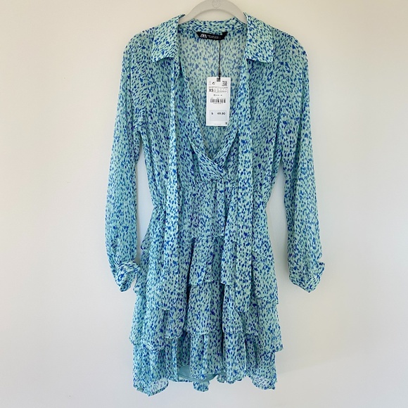 Zara Dresses & Skirts - NWT Zara Chiffon Mini Dress with Neck Tie